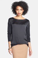Thumbnail for your product : Halogen Bateau Neck Woven Front Tee (Petite)