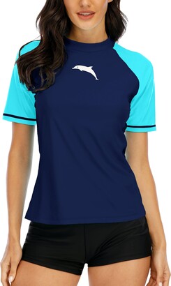 Caracilia Womens Short Sleeve Rash Guard Swim Shirt UPF 50 Rashguard Swimsuit 
