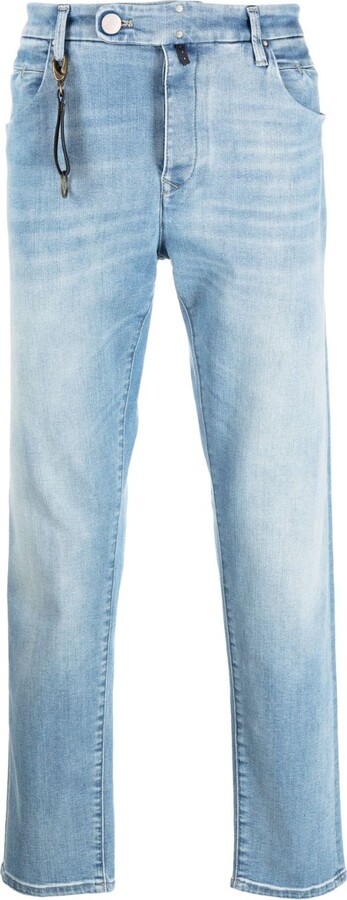 Pale Blue Light Wash Cropped Straight Leg Jeans