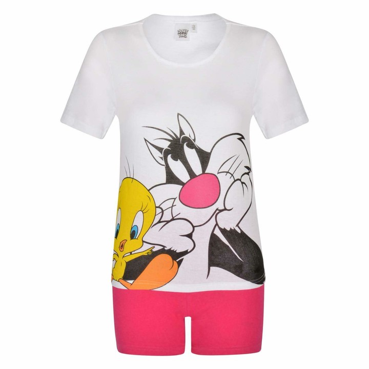 Paradise Girls Short Pyjamas Looney Tunes Tweety Pie T Shirt Shorts PJ  Night WEAR - ShopStyle