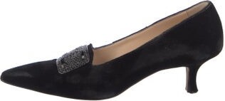 Manolo Blahnik Velvet Crystal Embellishments Pumps