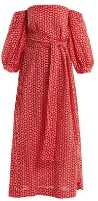Lisa Marie Fernandez Rosie Floral Embroidered Cotton Dress - Womens - Red Multi