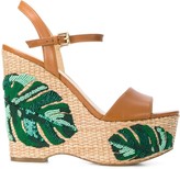 Thumbnail for your product : MICHAEL Michael Kors Fisher palm embroidered wedges