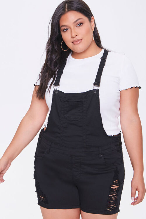 black overalls shorts plus size