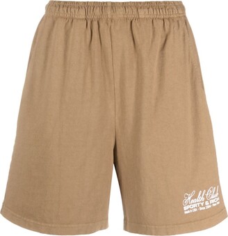 Sporty & Rich Embroidered Cotton-jersey Shorts - Cream - ShopStyle