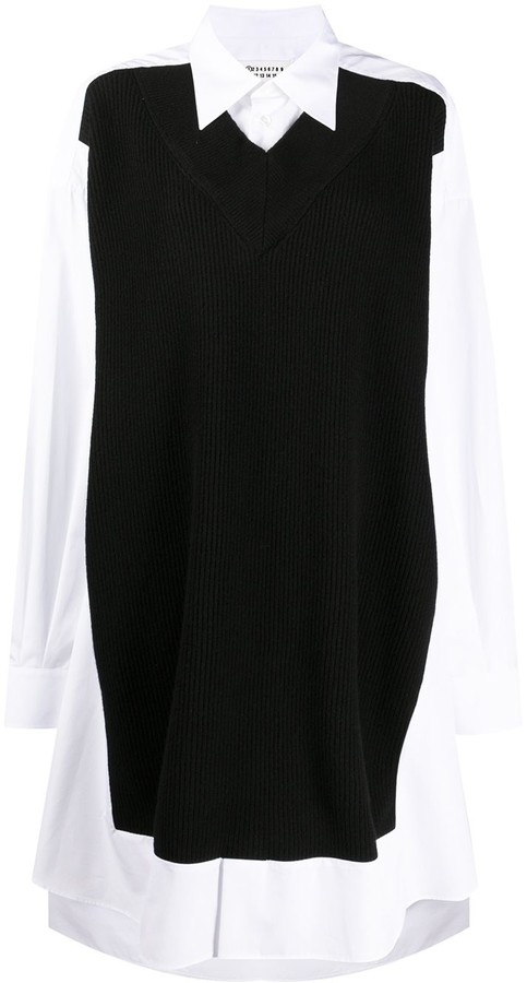 white shirt dress with jumper