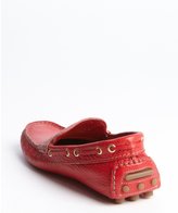 Thumbnail for your product : A. Testoni Basic 30961 Red cracked leather moc toed penny loafers