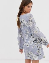 Thumbnail for your product : We Are Kindred Sookie printed broderie mini dress with button down front