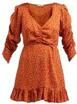 Thumbnail for your product : Mes Demoiselles Francesca Floral-print Silk Mini Dress - Womens - Orange Print