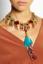 Thumbnail for your product : Swarovski VICKISARGE Artisan gold-plated, crystal and feather necklace