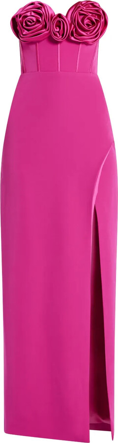 Monique Lhuillier Rose-Appliqué Gown