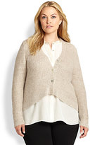 Thumbnail for your product : Eileen Fisher Eileen Fisher, Sizes 14-24 V-Neck Metallic Cardigan