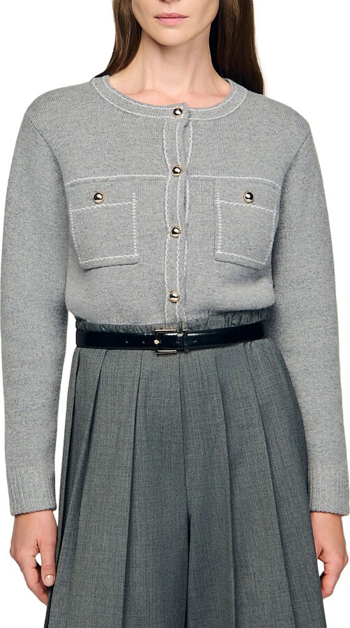 Sandro Castellane Contrast Stitch Cardigan