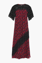 Thumbnail for your product : Anna Sui Paneled guipure lace and floral-print crepe de chine dress