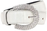 Thumbnail for your product : Alessandra Rich 30mm Embossed Leather & Crystal Belt