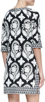 Thumbnail for your product : Diane von Furstenberg Eloise Half-Sleeve Floral-Print Silk Mini Dress, Black/White