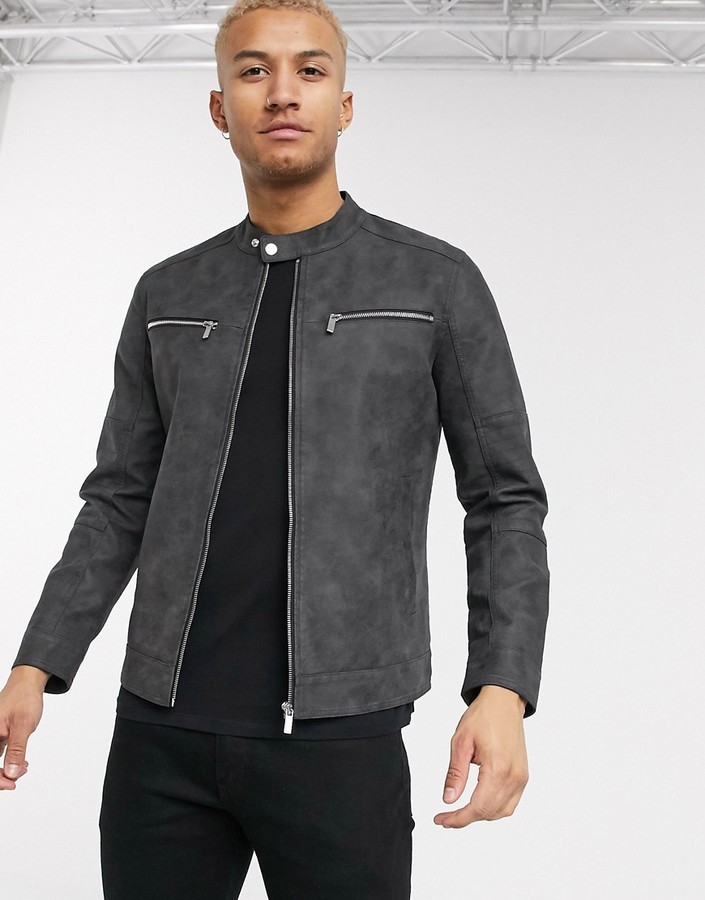 only biker jacket grey