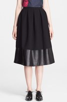 Thumbnail for your product : Christopher Kane Leather Hem Wool A-line Skirt