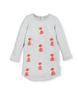 Billieblush Sweater Dress w/ Pom-Pom Tassels, Size 4-8