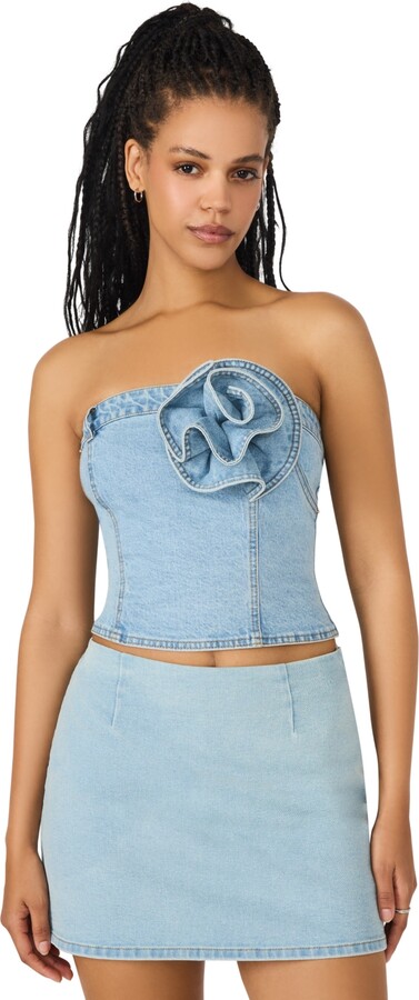 Steve Madden Women's Rosette Bustier Sleeveless Top