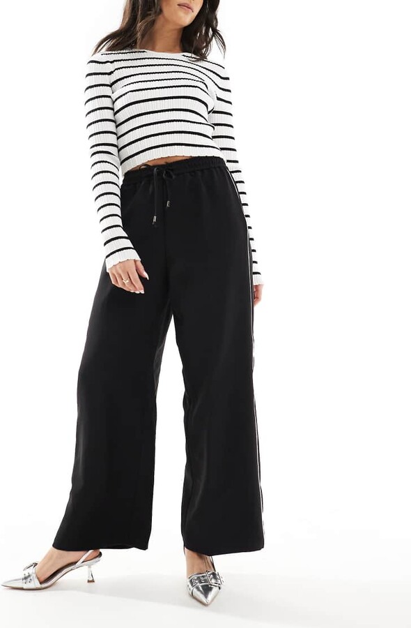 Miss Selfridge tailored side stripe sweatpants in black
