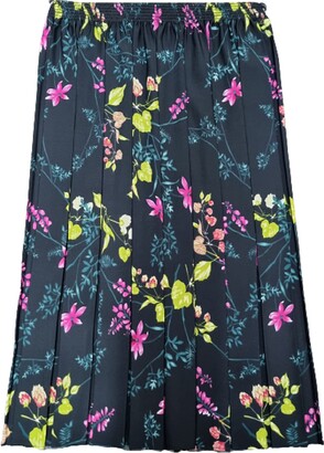 Kentex Online Womens Pleated Skirt 27 Knee Length Floral Printed Fabric 100% Polyester Fully Elasticated Waist 