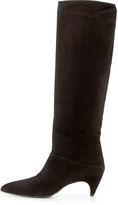 Thumbnail for your product : Prada Suede Low-Heel Knee Boot, Black