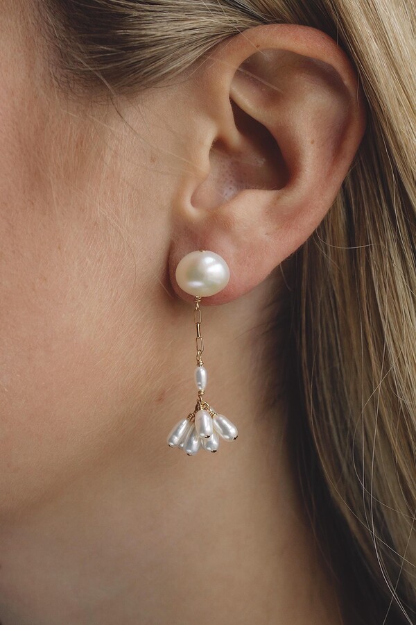 Etsy Classic Bridal Earrings - Pearl Stud With A Drop 14K Gold Filled Or Sterling Silver