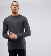 Thumbnail for your product : Farah Lewes twisted marl cable sweater in charcoal Exclusive at ASOS
