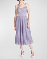 Thumbnail for your product : Halston Evelia Pleated Shimmer Midi Dress