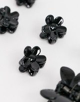 Thumbnail for your product : ASOS DESIGN pack of 8 hair clips in flower and butterfly shape in black