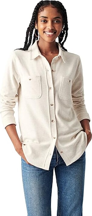 Faherty Legend Sweater Shirt Women's Clothing Off-White : XS, Viscose/Polyester/Elastane