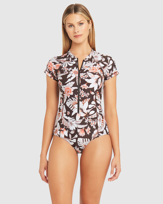 Sea Level Australia - Women's Brown Swimwear - Tamarin Short Sleeved Multifit One Piece - Size One Size, 10 at The Iconic
