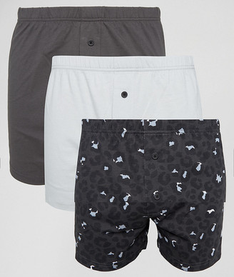 ASOS Jersey Boxers In Monochrome With Leopard Print 3 Pack SAVE