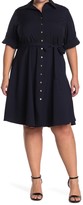 Thumbnail for your product : Sharagano Roll Sleeve Tie Waist Shirt Dress