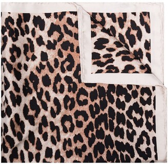 Ganni Leopard Print Silk Scarf
