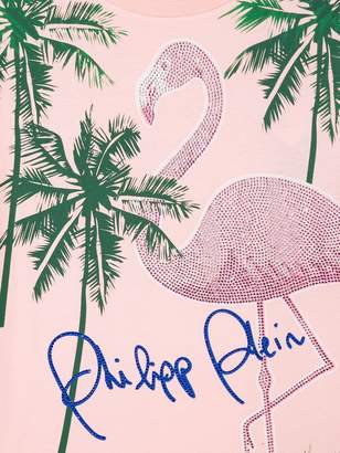 Philipp Plein Junior flamingo and palm tree print T-shirt