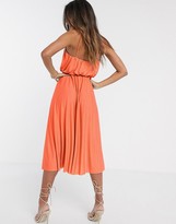 Thumbnail for your product : ASOS DESIGN cami plunge midi dress with blouson top in coral