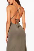 Thumbnail for your product : boohoo Petite Plunge Strappy Back Maxi Dress