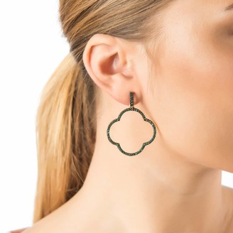Latelita Open Clover Large Drop Earrings Green Gold