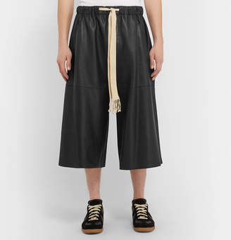 Loewe Leather Drawstring Shorts - Black
