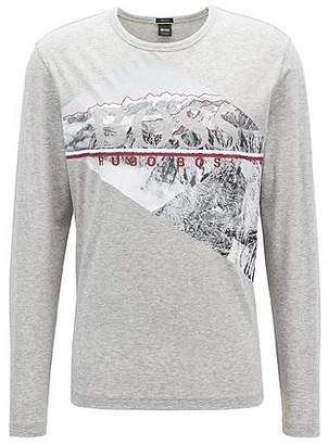 HUGO BOSS Long-sleeved T-shirt in cotton with photographic logo print