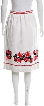 Suno Embroidered A-Line Skirt