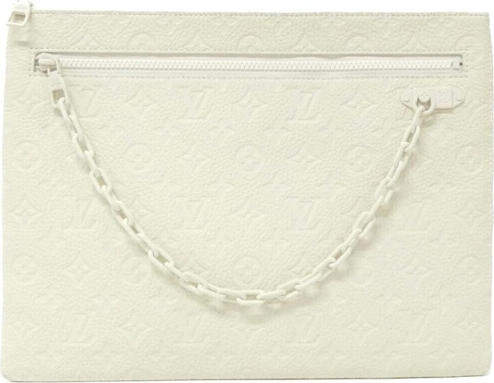 Louis Vuitton White Leather Handbag Pochette (Pre-Owned)