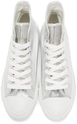 Junya Watanabe Silver Synthetic Leather High-Top Sneakers