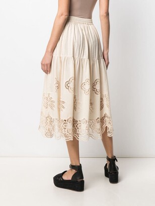 See by Chloe Broderie-Anglaise Cotton Skirt