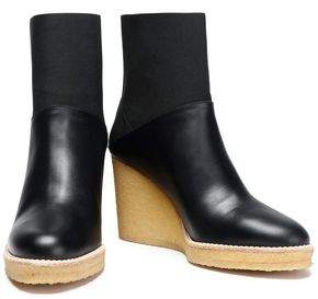 Castaner Paneled Leather And Stretch-Knit Wedge Ankle Boots
