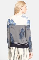 Thumbnail for your product : Tory Burch 'Audrianna' Print Stripe Merino Wool Sweater
