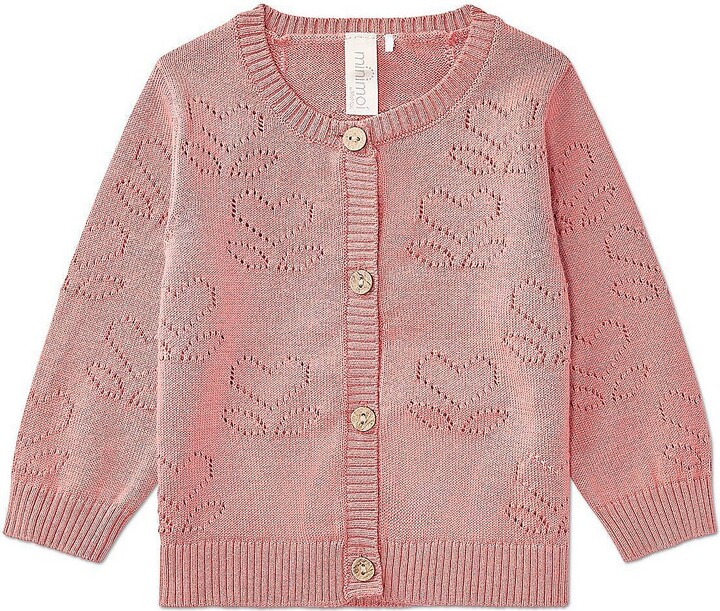 MiniMoi Girls Heart Pattern Cotton Cardigan Swe ater