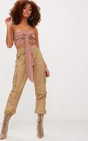 Thumbnail for your product : PrettyLittleThing Bronze Stripe Bandeau Bow Front Multiway Crop Top
